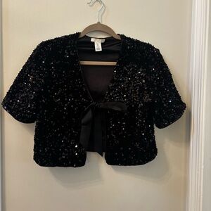 H&M Black Sequin Tie Jacket - S